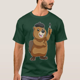 Beaver as Painter with Paint brush T-Shirt