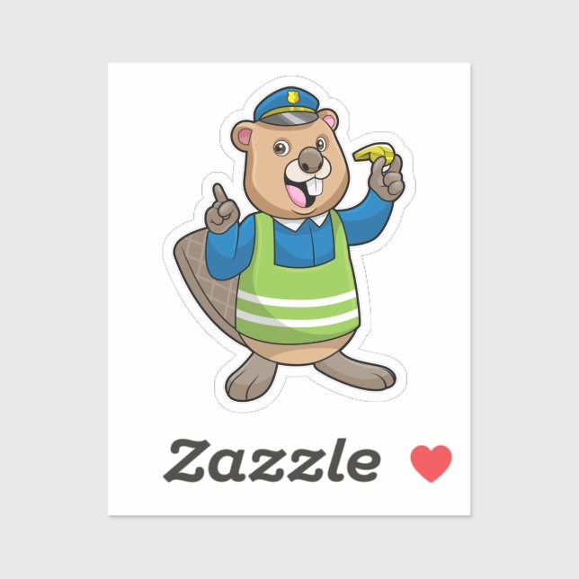 Beaver as Police officer with Whistle (Sheet)