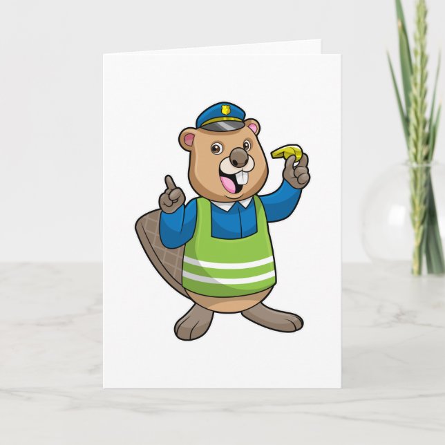 Beaver as Police officer with Whistle Card (Front)
