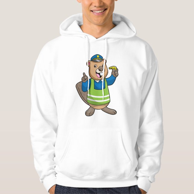 Beaver as Police officer with Whistle Hoodie (Front)