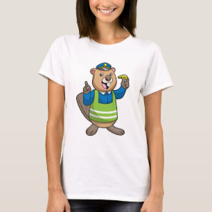Beaver as Police officer with Whistle T-Shirt
