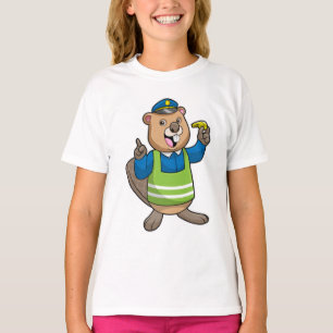 Beaver as Police officer with Whistle T-Shirt