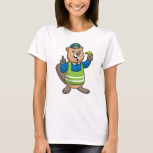 Beaver as Police officer with Whistle T-Shirt