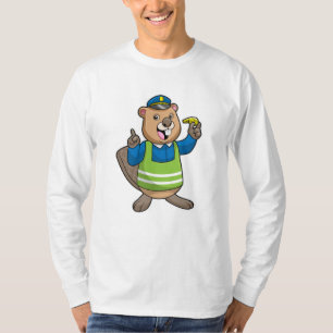 Beaver as Police officer with Whistle T-Shirt
