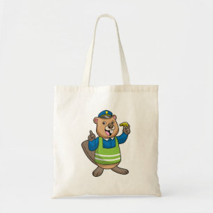Beaver as Police officer with Whistle Tote Bag