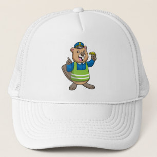 Beaver as Police officer with Whistle Trucker Hat