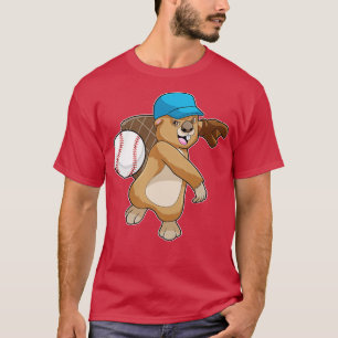 Beaver at Baseball Sports with Cap T-Shirt