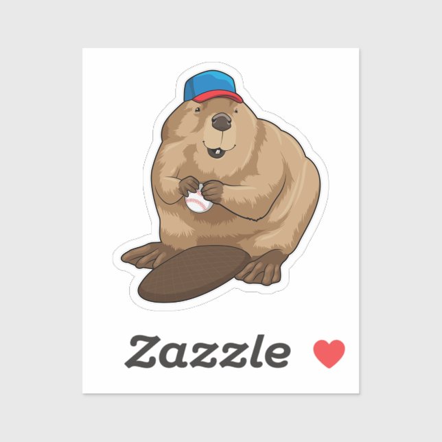Beaver at Baseball with Baseball ball (Sheet)