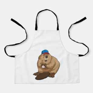 Beaver at Baseball with Baseball ball Apron