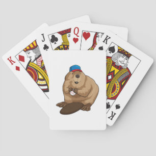 Beaver at Baseball with Baseball ball Playing Cards