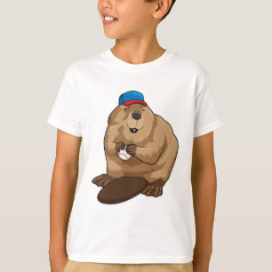 Beaver at Baseball with Baseball ball T-Shirt