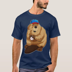 Beaver at Baseball with Baseball ball T-Shirt