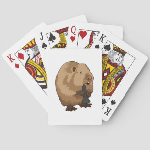 Beaver at Chess with Chess piece Bishop Playing Cards