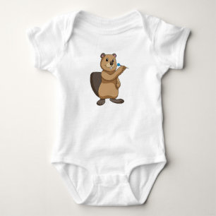 Beaver at Darts with Dart Baby Bodysuit