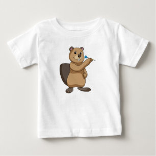 Beaver at Darts with Dart Baby T-Shirt