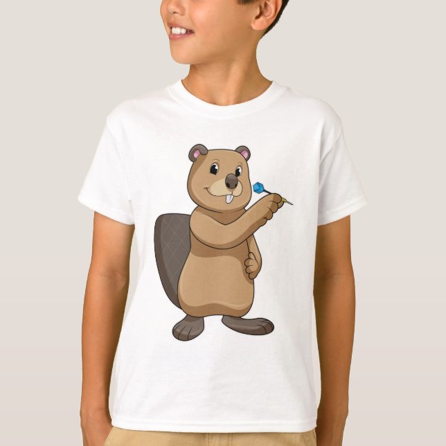Beaver at Darts with Dart T-Shirt (Front)