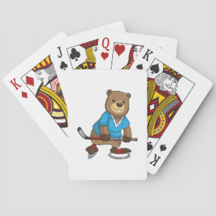 Beaver at Ice hockey with Ice hockey stick Playing Cards
