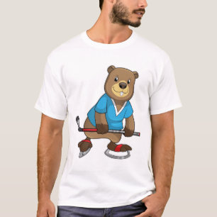 Beaver at Ice hockey with Ice hockey stick T-Shirt