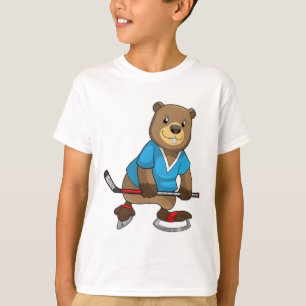 Beaver at Ice hockey with Ice hockey stick T-Shirt