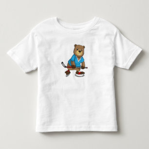 Beaver at Ice hockey with Ice hockey stick Toddler T-Shirt