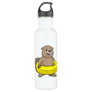 Beaver at Swimming with Swim ring 710 Ml Water Bottle
