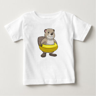 Beaver at Swimming with Swim ring Baby T-Shirt
