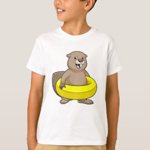 Beaver at Swimming with Swim ring T-Shirt