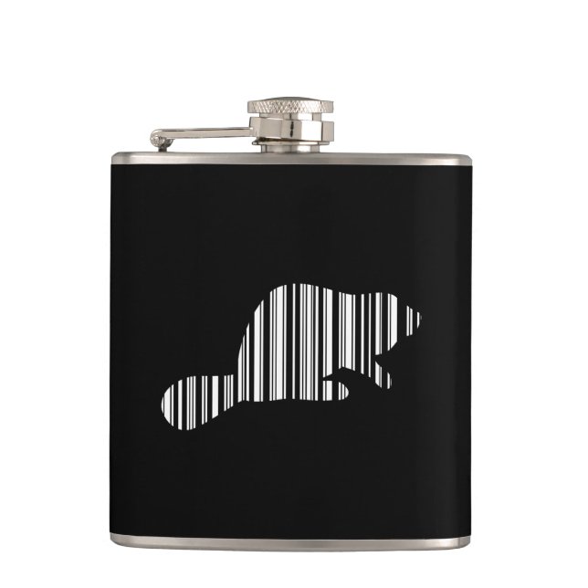 BEAVER BAR CODE Animal Barcode Pattern Design Hip Flask (Front)