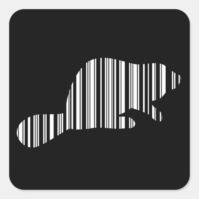BEAVER BAR CODE Animal Barcode Pattern Design Square Sticker (Front)