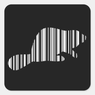 BEAVER BAR CODE Animal Barcode Pattern Design Square Sticker