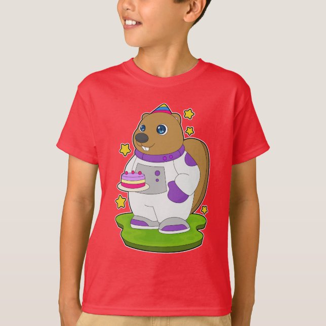 Beaver Birthday Astronaut T-Shirt (Front)
