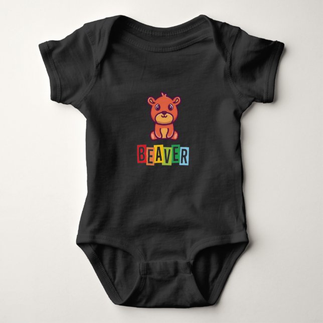 Beaver Blk Baby Jersey Bodysuit (Front)