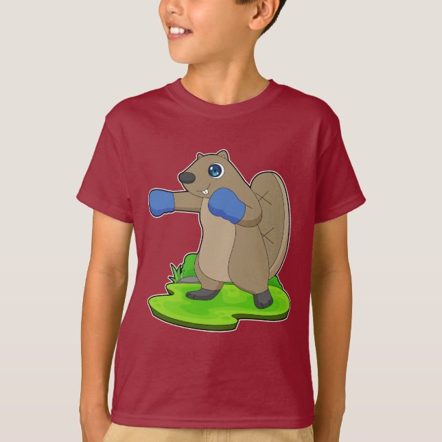 Beaver Boxer Boxing gloves Boxing T-Shirt (Front)