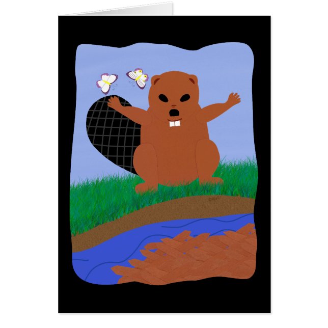 Beaver Building Dam Cartoon Art (Front)