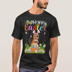 Beaver Bunny Egg Hunting  Beaver Happy Easter T-Shirt