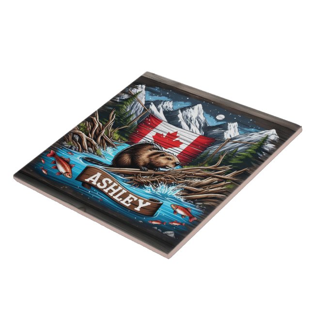 Beaver by Mountain and Ocean Tile (Side)