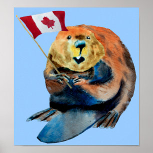 Beaver Canadian Flag Print