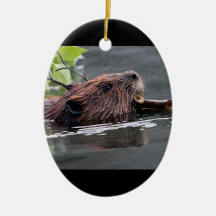 beaver ceramic tree decoration