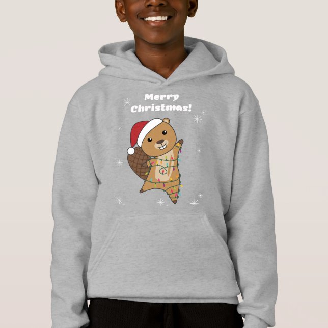 Beaver Cheerful Christmas Winter Animals Beavers (Front)