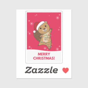 Beaver Cheerful Christmas Winter Animals Beavers S