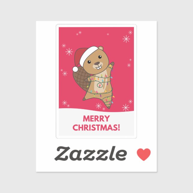 Beaver Cheerful Christmas Winter Animals Beavers S (Sheet)