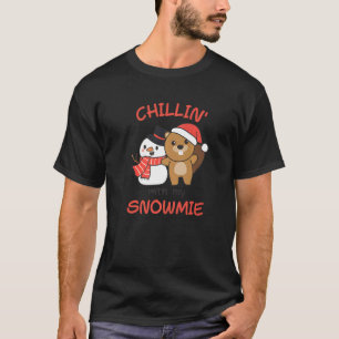 Beaver Chillin With My Snowmie Snowman Pun T-Shirt