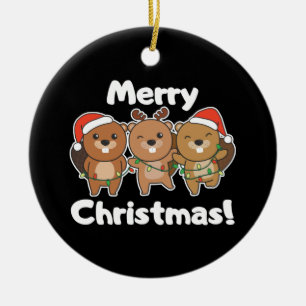 Beaver Christmas Animals Beavers Merry Christmas C Ceramic Tree Decoration