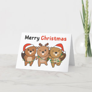 Beaver Christmas Animals Beavers Merry Christmas H Holiday Card
