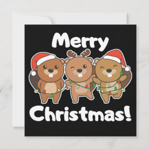 Beaver Christmas Animals Beavers Merry Christmas I Invitation