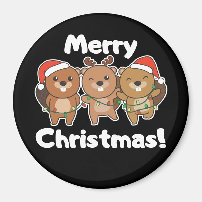 Beaver Christmas Animals Beavers Merry Christmas M Magnet (Front)
