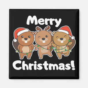 Beaver Christmas Animals Beavers Merry Christmas M Magnet
