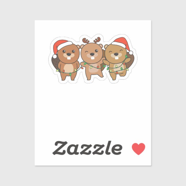 Beaver Christmas Christmas Animals Cute Beaver (Sheet)