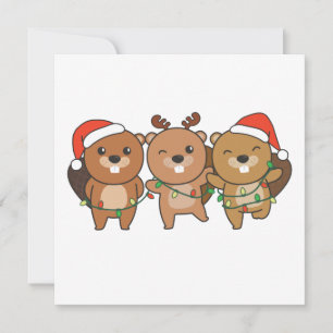 Beaver Christmas Christmas Animals Cute Beaver Inv Invitation