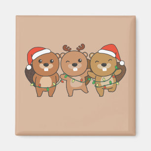 Beaver Christmas Christmas Animals Cute Beaver Mag Magnet